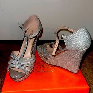 Sparkly wedge shoes